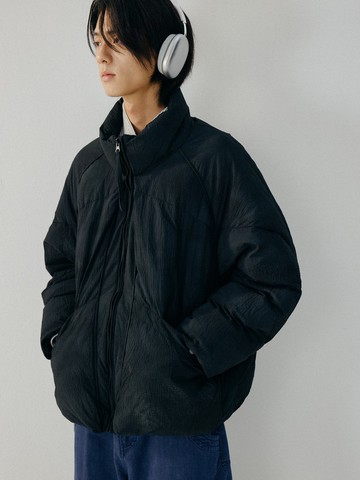 日系復古 / 皺感扎染感羽絨服外套 / 90白鴨絨