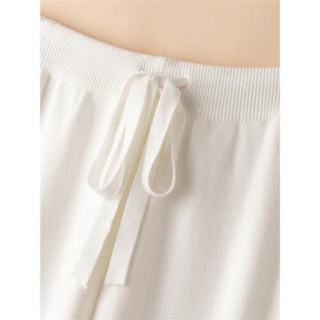 顯瘦羊毛針織闊腿褲女秋冬高腰垂感米白色糯米褲外穿直筒拖地長褲