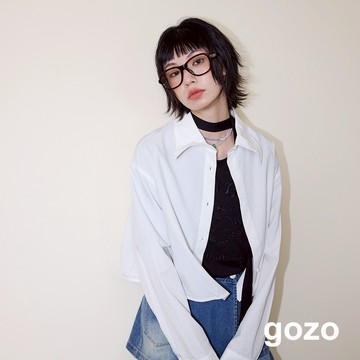 【gozo】A｜涼感天絲造型調節短版襯衫(白色/黃色_F) | 女裝 襯衫領 百搭