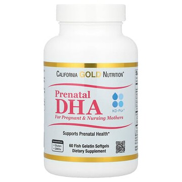 California Gold Nutrition, 適用於孕婦和哺乳期女性的產前 DHA，含 Omega-3 脂肪酸 DHA、EPA 和膽鹼，60 粒魚明膠軟膠囊