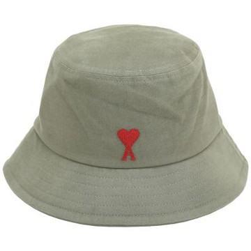 AMI PARIS Red Ami De Coeur 紅心A補丁純棉漁夫帽(軍綠)