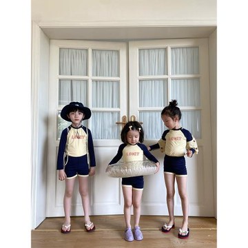 韓國長袖防曬女孩洋氣兒童泳衣
