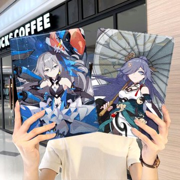 崩壞三2021款ipad9保護套pro2020蘋果mini6外套ipod迷你4殼air5適用2平板3帶筆槽8第九代7三折2019八重櫻動漫