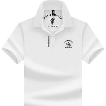 【新款熱賣】重磅春夏新款薄款直筒刺繡短袖商務時尚休閑現貨純色翻領polo衫男