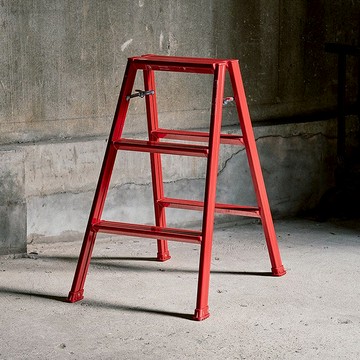 輕量鋁合金三步梯/折疊梯-多色可選 磚紅