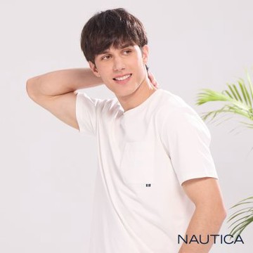 Nautica 官方旗艦 男裝 涼感抑菌經典口袋刺繡短袖T恤-白色