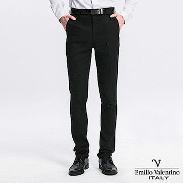 Emilio Valentino 范倫提諾修身彈性平面西褲-黑