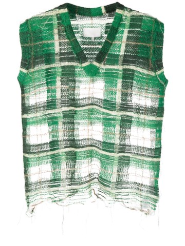 Maison Margiela - distressed checked tank top - men - Wool/Mohair/Polyamide - S - Green