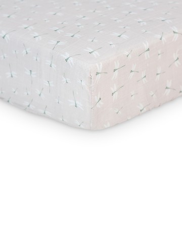 Lulujo Dragon Fly Printed Cotton Muslin Crib Sheet - Baby