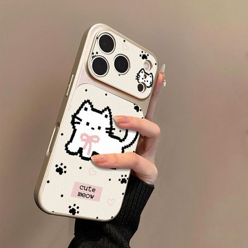 像素小貓適用蘋果17手機殼小羊皮蘋果16保護套15新14外殼13/12