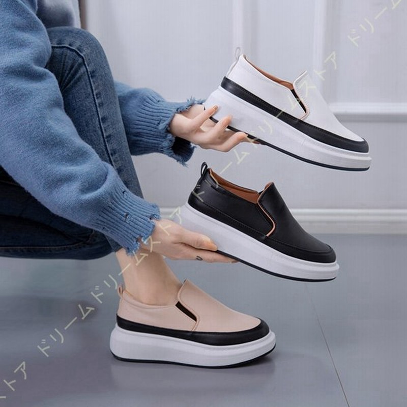 大きいサイズ スニーカー レディース 厚底 スリッポン 軽い 履きやすい デッキシューズ 紐なし スリッポンスニーカー ローファー 軽量 おしゃれ 黒 歩きやすい 通販 Lineポイント最大0 5 Get Lineショッピング