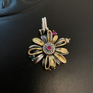 小寶s925純銀獨特法式復古梵高的雛菊吊墜女項墜僅吊墜高級感銀飾