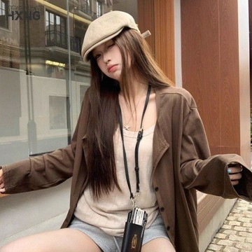 【慵懶風】韓版早秋新款 開衫 寬鬆 單排扣 薄款 外套 女 百搭 休閒 V領 長袖 台灣出貨
