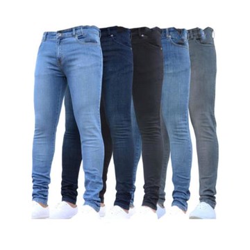 Jeans純色休閑緊身小腳牛仔褲
