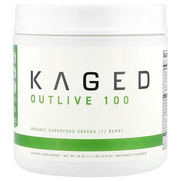 Kaged, Outlive 100，有機 Superfood 綠色植物，漿果味，18 盎司（510 克）