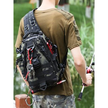 戰術背包男路亞包單肩包斜挎包挎包男士腰包胸包運動釣魚迷彩戶外
