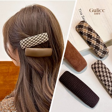 【Golicc】古里雅 美拉德 千鳥格 氣質復古 側邊夾 2入