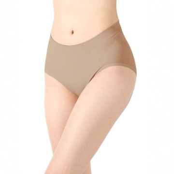 【透氣薄感】抗菌無縫內褲-中高腰 - M / 奶茶色