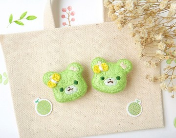 刺繡別針/6月生日熊/哈密瓜/安全別針