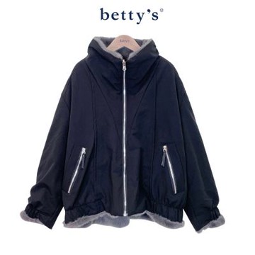 betty’s貝蒂思   雙面穿素面&絨毛外套(黑色)