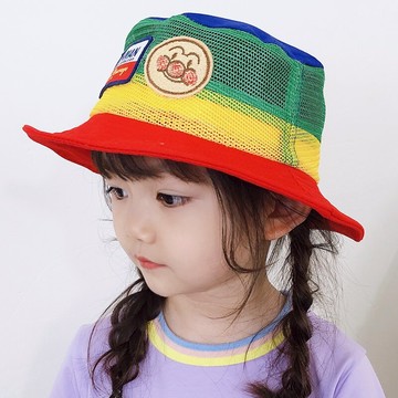 韓版兒童漁夫帽子夏季薄款男童防曬可愛女寶寶遮陽時尚彩虹盆帽涼