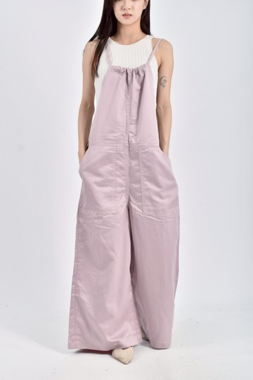 (F) kbf高腰質感吊帶素面紫色長褲