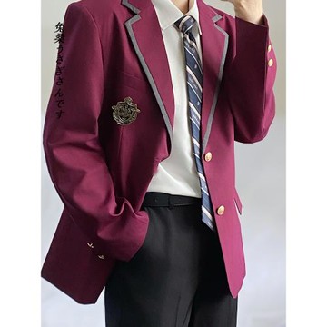 兔桑dk制服男女jk紅色西裝外套百搭校班服學生高級感休閑西服套裝