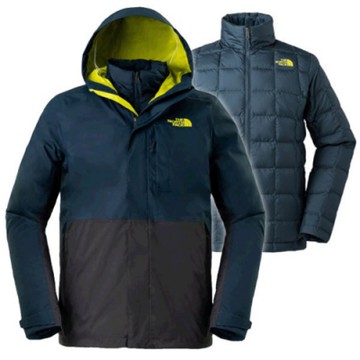 The North Face 男新款 防風防水透氣耐磨連帽兩件式外套_藍/灰 N