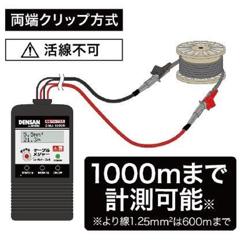 DENSAN デジタルケーブルメジャー DMJ-1000R 通販 LINEポイント最大0.5%GET LINEショッピング