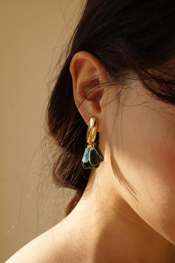 夏日矩藍綠耳環/耳夾可