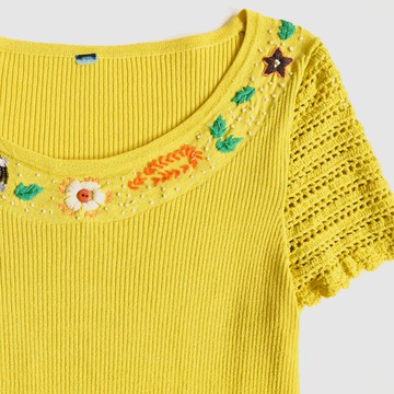 【蛋植物古著】花環線繡針織短袖古著上衣