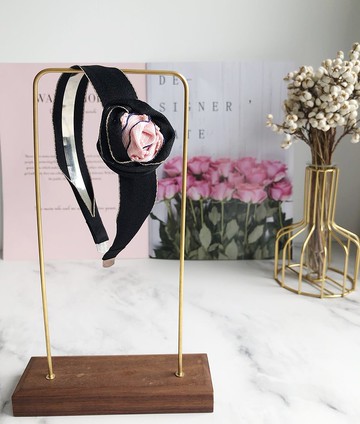 黑粉玫瑰花復古頭箍頭飾發飾