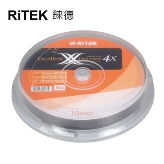 【RiTEK錸德】 4X DVD+RW 桶裝 4.7GB X版 10片/組｜領券最高折$220