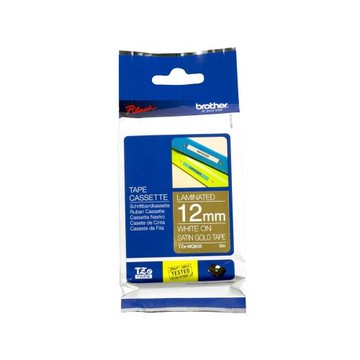 Brother TZe-MQ835 粉彩護貝標籤帶(12mm 金底白字)