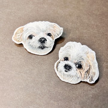 客製化毛孩子手工刺繡別針/布章 寵物大頭 紀念禮物情人節禮物