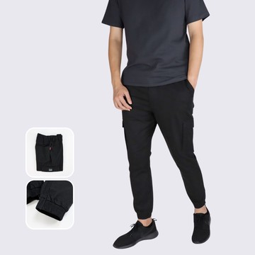 棉質束口工作褲－黑色