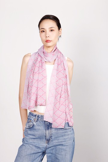 REESE扇形印花雪紡長圍巾 (粉紅)