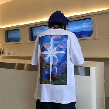 尾郎的店 國潮t恤短袖tee男ins潮牌美式街頭燙鉆小眾高街歐美上衣