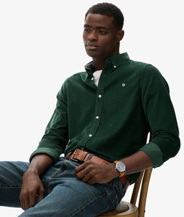 Superdry Men's Classic Needle Cord Shirt Green Size: XL