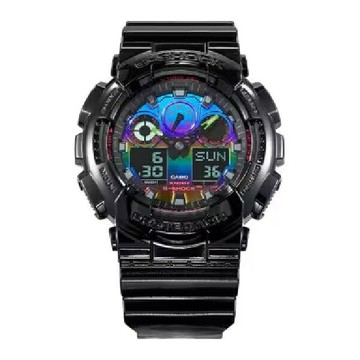 CASIO 卡西歐 G-SHOCK 探索虛擬彩虹系列 彩虹蒸鍍錶面流行腕表 51.2mm GA-100RGB-1A｜樂天領券現折★全館特惠中★指定刷卡回饋10%
