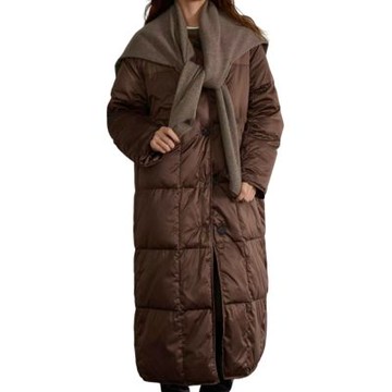 [米蘭精品] 現貨+預購 頂級真羽絨外套90%鴨絨羽絨衣秋冬外套上衣大碼休閒女裝-針織披肩長版3色74mw34