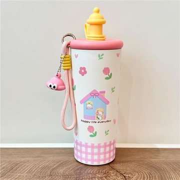 元森商店卡通316不銹鋼大容量保溫杯學生便攜水杯提繩可愛冰霸杯