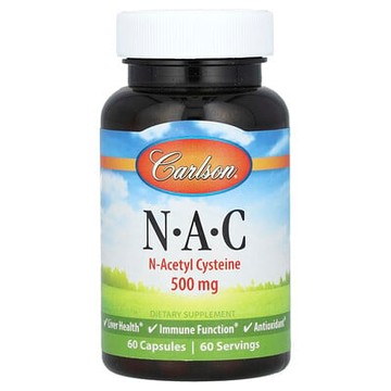 Carlson, N-A-C，500 毫克，60 粒膠囊