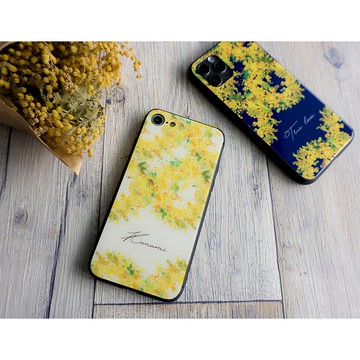 客製化姓名 全機種對應 鋼化玻璃手機殼 含羞草花卉 JI29U