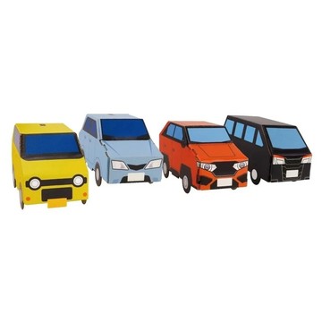 DIY材料 Hacomo 日本製 立體摺紙遊戲 搭乘系列 汽車組合 (4個)