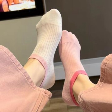 襪子女夏季冰淇淋拼色條紋船襪吸汗防滑不掉跟多巴胺隱形襪現貨
