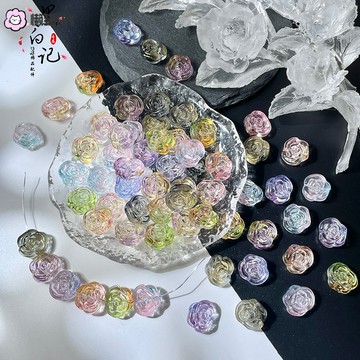 懶貓手作✨ 100顆裝12mm琉璃玫瑰花玻璃珠子橫孔DIY手作串珠手鏈項鏈製作材料 手作配件 diy飾品 飾品配件