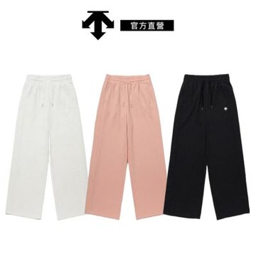 【DESCENTE】迪桑特 女士 運動長褲 寬版休閒訓練褲 (黑色/白色/珊瑚色)