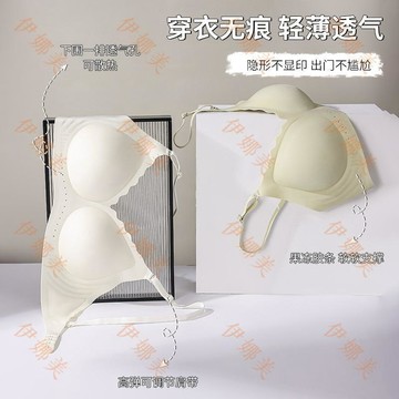 【臺灣出貨👙】夏天透氣薄款內衣果凍膠軟支撐無痕隱形文胸小胸聚攏無鋼圈胸罩【伊娜美】