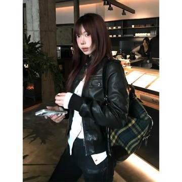 美式復古黑色酷颯風皮衣女外套春秋短款高級洋氣修身機車夾克上衣